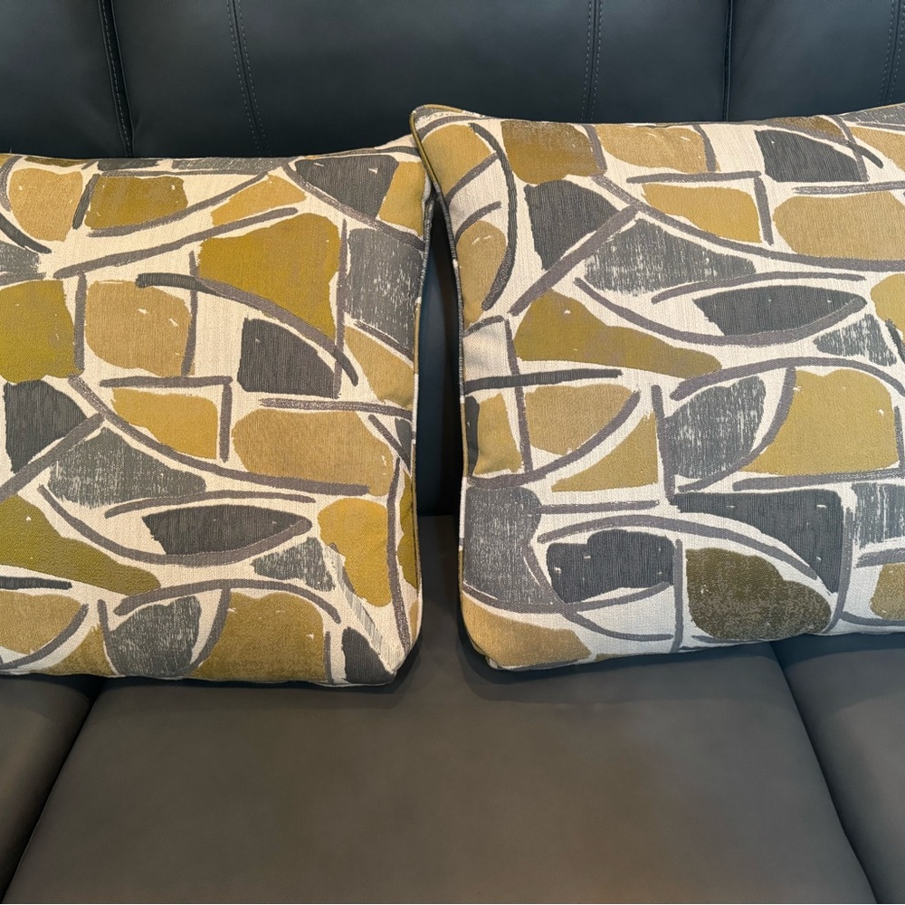 Modern Abstract Throw Pillows - Gray and Gold